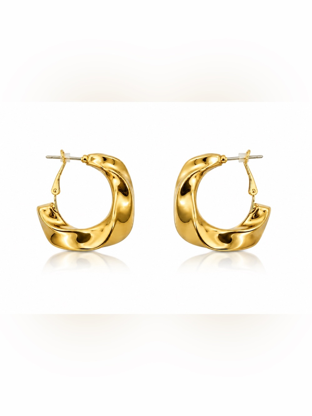 Zara Shiny Gold Twisted Hoop Earrings - Women Jewelry